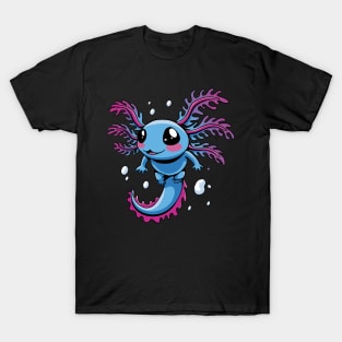 Aquatic Acrobatics: The Spirited Swimming Axolotl T-Shirt